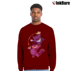 Men’s We're All Ghosts Here Alice In Wonderland Crewneck Sweatshirt in maroon | Cozy Fabric, Clean Style