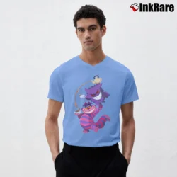 Men’s We're All Ghosts Here Alice In Wonderland V-Neck Tee in light blue | Sharp, Breathable, Everyday Staple