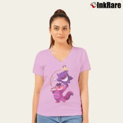Women’s We're All Ghosts Here Alice In Wonderland V-Neck Tee in light pink | Chic Neckline, Soft Texture