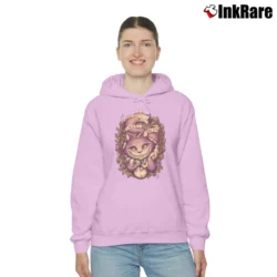 Women’s We're All Mad Here Cheshire Cat Cozy Hoodie in light pink | Warm, Structured, Stylish
