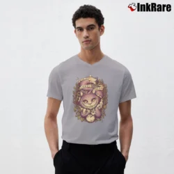 Men’s We're All Mad Here Cheshire Cat V-Neck Tee in sport grey | Sharp, Breathable, Everyday Staple