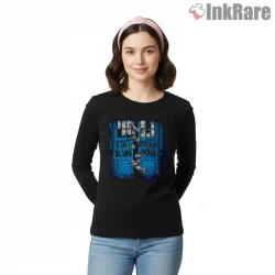 Weeping Angel Dont Blink Blue Horror Poster Shirt on black long sleeve shirt for women graphic tee