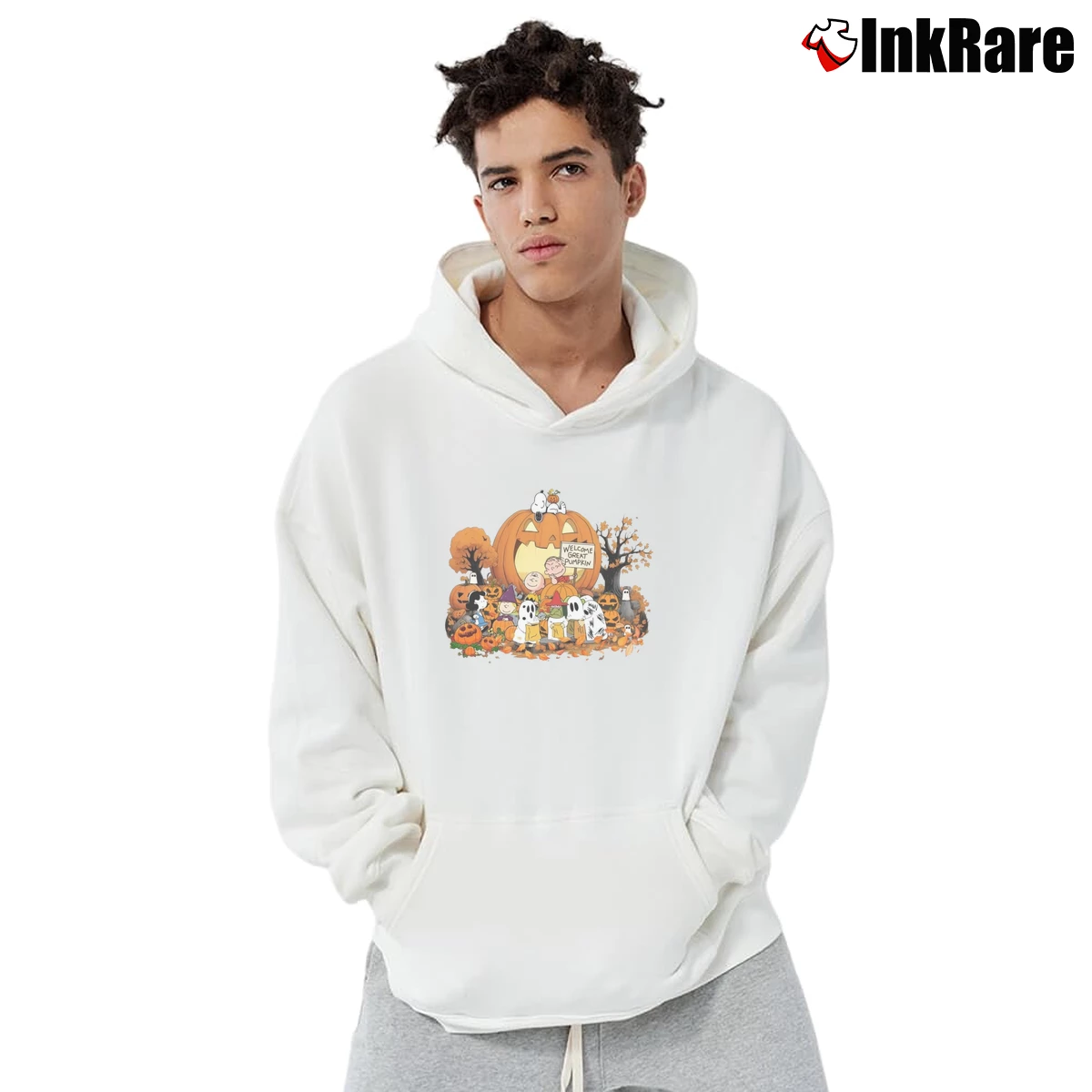 Welcome Great Pumpkin Chris Brown Men’s Pullover Hoodie in white – Ultimate Warmth Men’s Welcome Great Pumpkin Chris Brown Pullover Hoodie in white | Cozy, Durable, Modern Fit