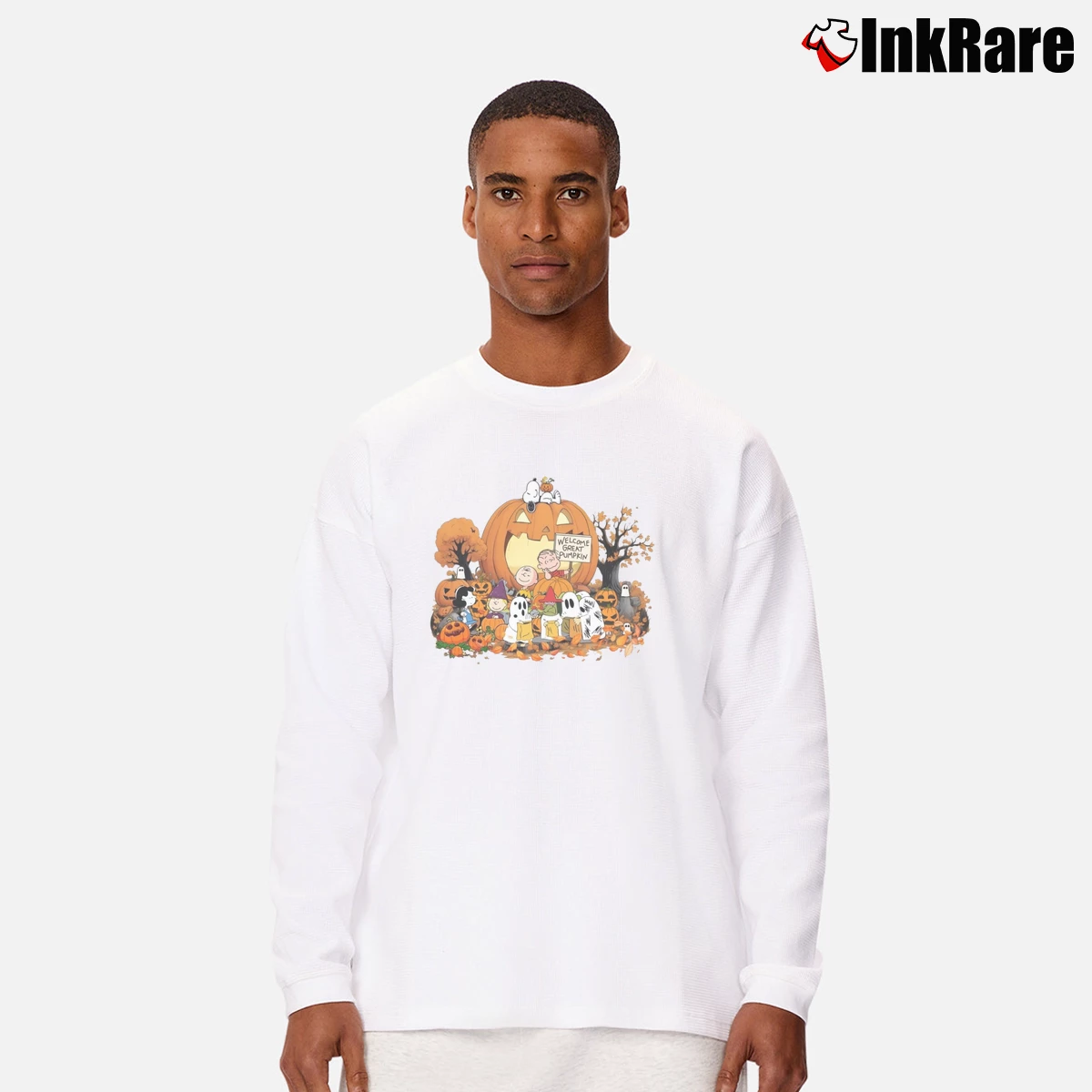 Welcome Great Pumpkin Chris Brown Men’s Long-Sleeve Tee in white – Versatile Layering Men’s Welcome Great Pumpkin Chris Brown Long-Sleeve Shirt in white | Sleek, Lightweight, Year-Round Wear