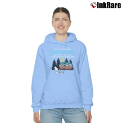 Women’s Welcome To Camp Quitbitchin A Cerifified Happy Camper Area Snoopy Cozy Hoodie in light blue | Warm, Structured, Stylish