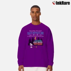 Men’s Welcome To Camp Quitbitchin A Cerifified Happy Camper Area Snoopy Long-Sleeve Shirt in purple | Sleek, Lightweight, Year-Round Wear