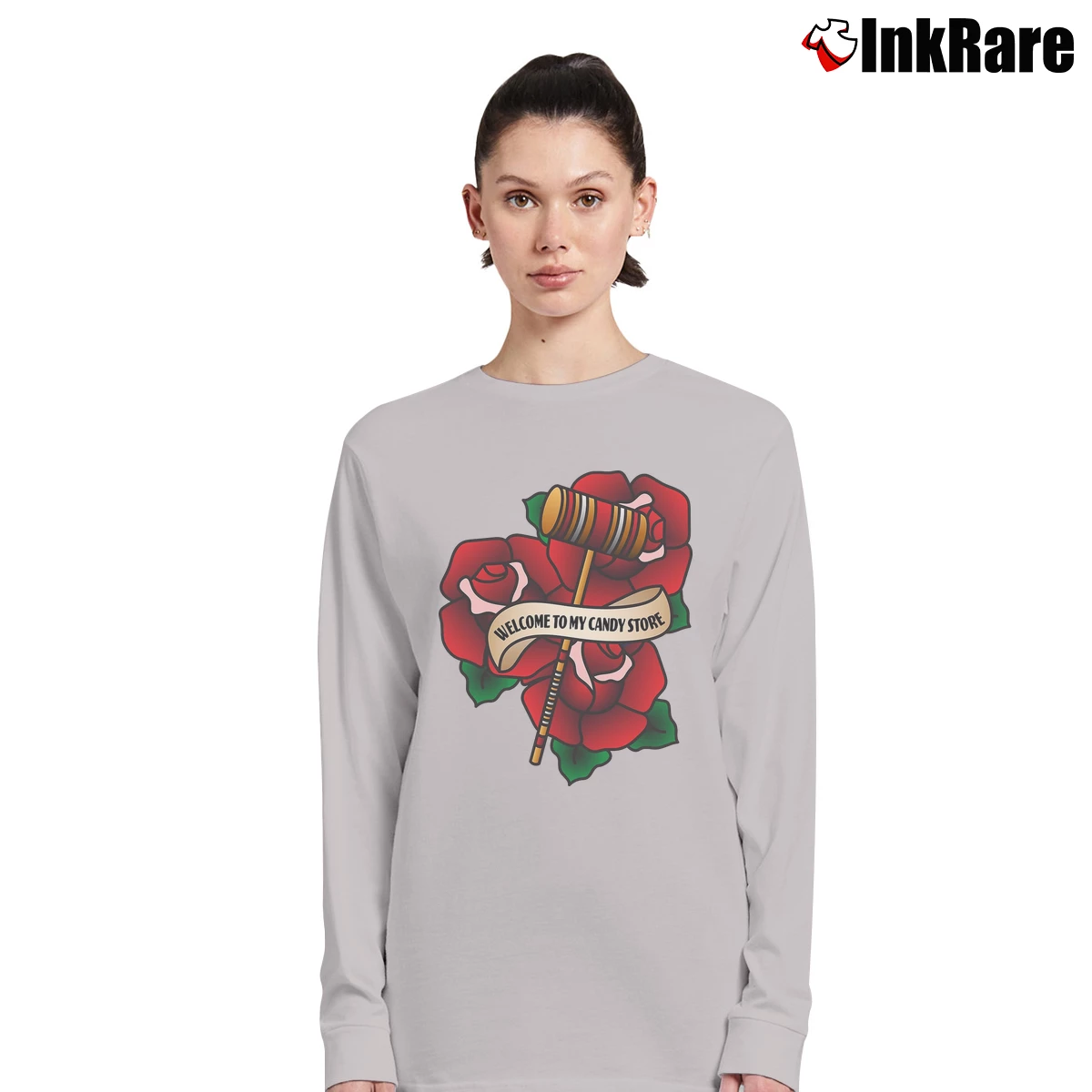 Women’s Welcome To My Candy Store Quote Long-Sleeve Top in sport grey | Sleek, Versatile, All-Season