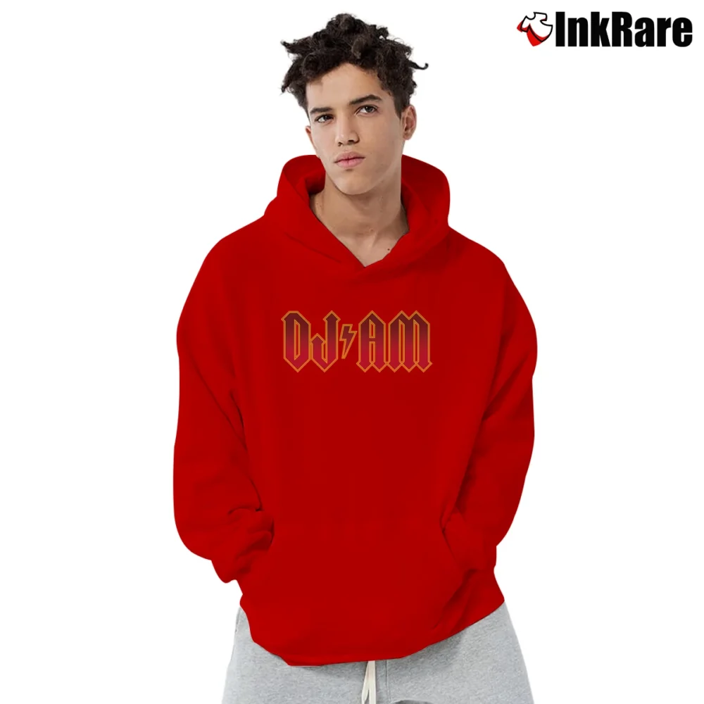 Men’s Wenyu DJ AM Logo Graphic Pullover Hoodie in red | Cozy, Durable, Modern Fit