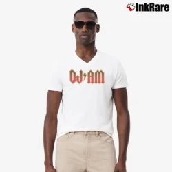 Men’s Wenyu DJ AM Logo Graphic V-Neck Tee in white | Sharp, Breathable, Everyday Staple
