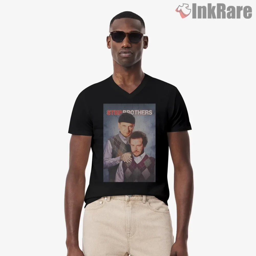 Wet Bandits Step Brothers Parody Shirt on black v-neck shirt for men graphic tee