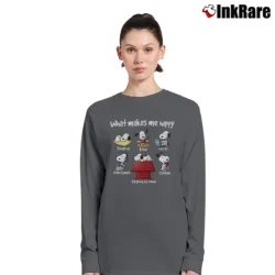 Women’s What Makes Me Happy Snoopy Long-Sleeve Top in charcoal | Sleek, Versatile, All-Season
