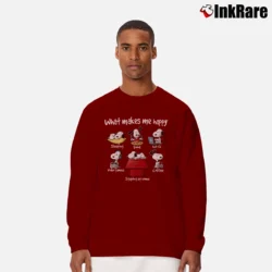 Men’s What Makes Me Happy Snoopy Long-Sleeve Shirt in maroon | Sleek, Lightweight, Year-Round Wear
