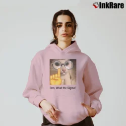 Women’s What The Sigma Meme Silly Cat Humor Classic Cozy Hoodie in light pink | Warm, Structured, Stylish