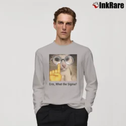 Men’s What The Sigma Meme Silly Cat Humor Classic Long-Sleeve Shirt in sport grey | Sleek, Lightweight, Year-Round Wear