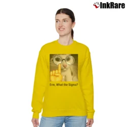 Women’s What The Sigma Meme Silly Cat Humor Classic Relaxed Sweatshirt in yellow | Soft, Laid-Back Vibe