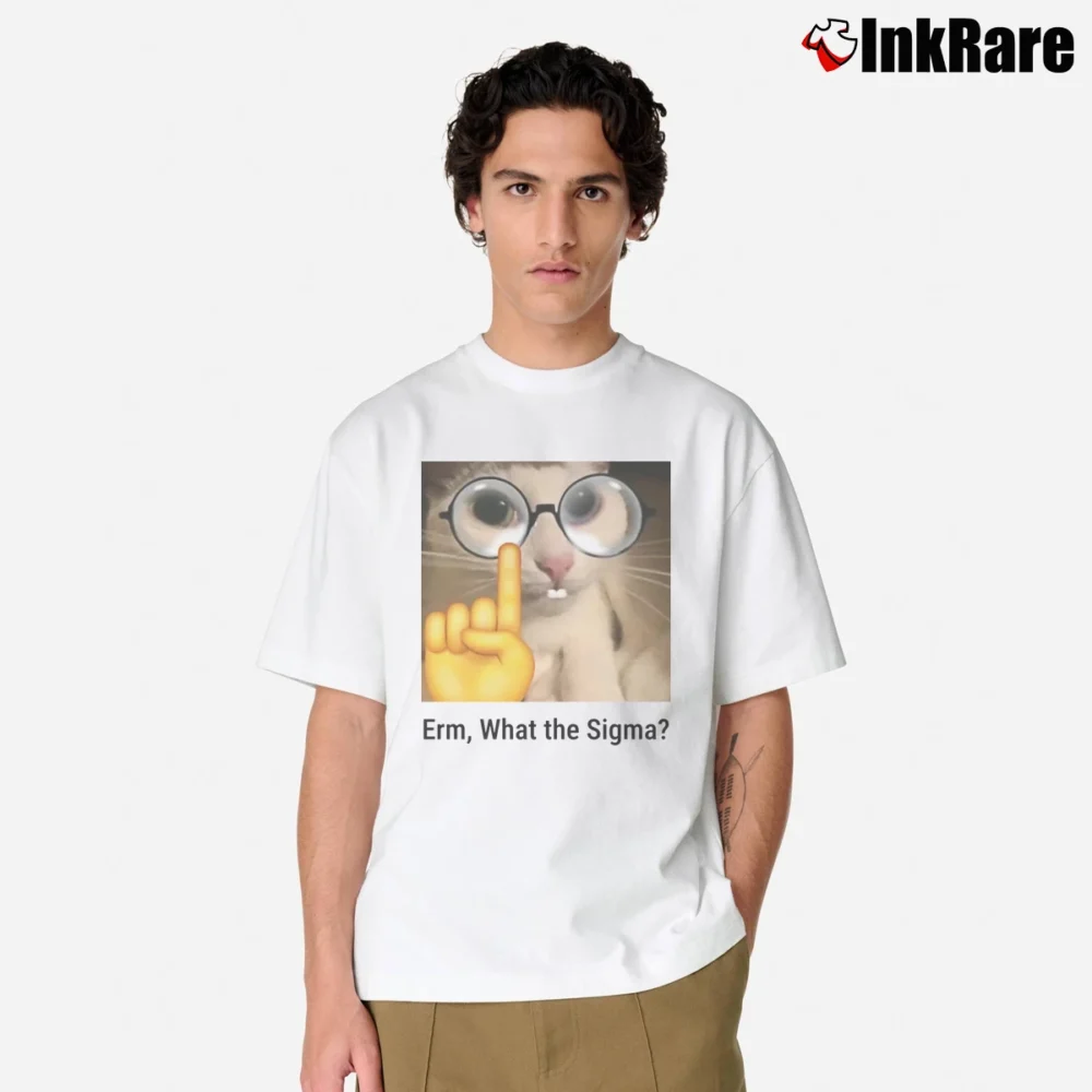 Men’s What The Sigma Meme Silly Cat Humor Classic Classic T-Shirt in white | Soft, Breathable Everyday Wear