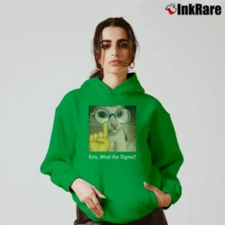 Women’s What The Sigma Meme Silly Cat Humor Cozy Hoodie in irish green | Warm, Structured, Stylish