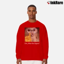 Men’s What The Sigma Meme Silly Cat Humor Long-Sleeve Shirt in red | Sleek, Lightweight, Year-Round Wear