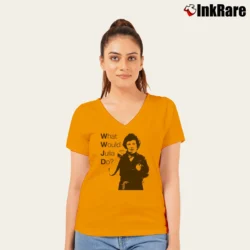 Women’s What Would Julia Do Organic Cotton V-Neck Tee in orange | Chic Neckline, Soft Texture