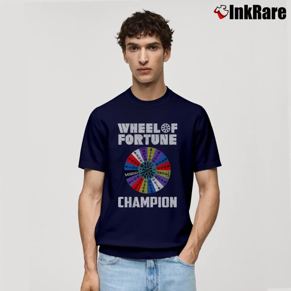Men’s Wheel Of Fortune Champion Distressed Classic T-Shirt in navy | Soft, Breathable Everyday Wear