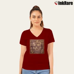 Women’s Whiskey Myers Firewater V-Neck Tee in maroon | Chic Neckline, Soft Texture