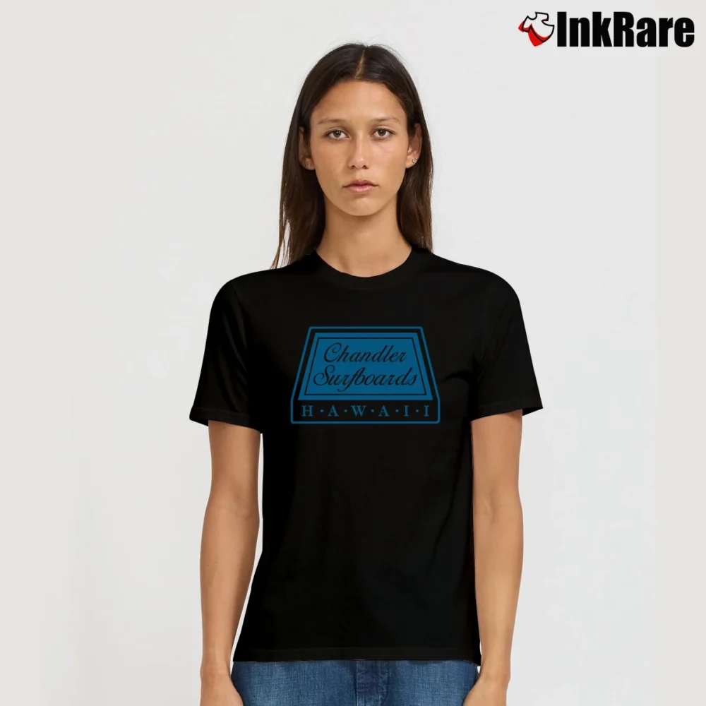 Women’s White Chandler Surfboards North Shore Signature T-Shirt in black | Soft, Flattering Fit