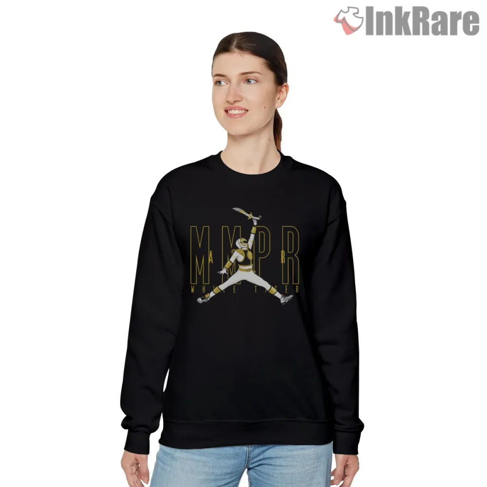 White Ranger Air Jump Martial Pose Shirt on graphic shirt for women graphic tee