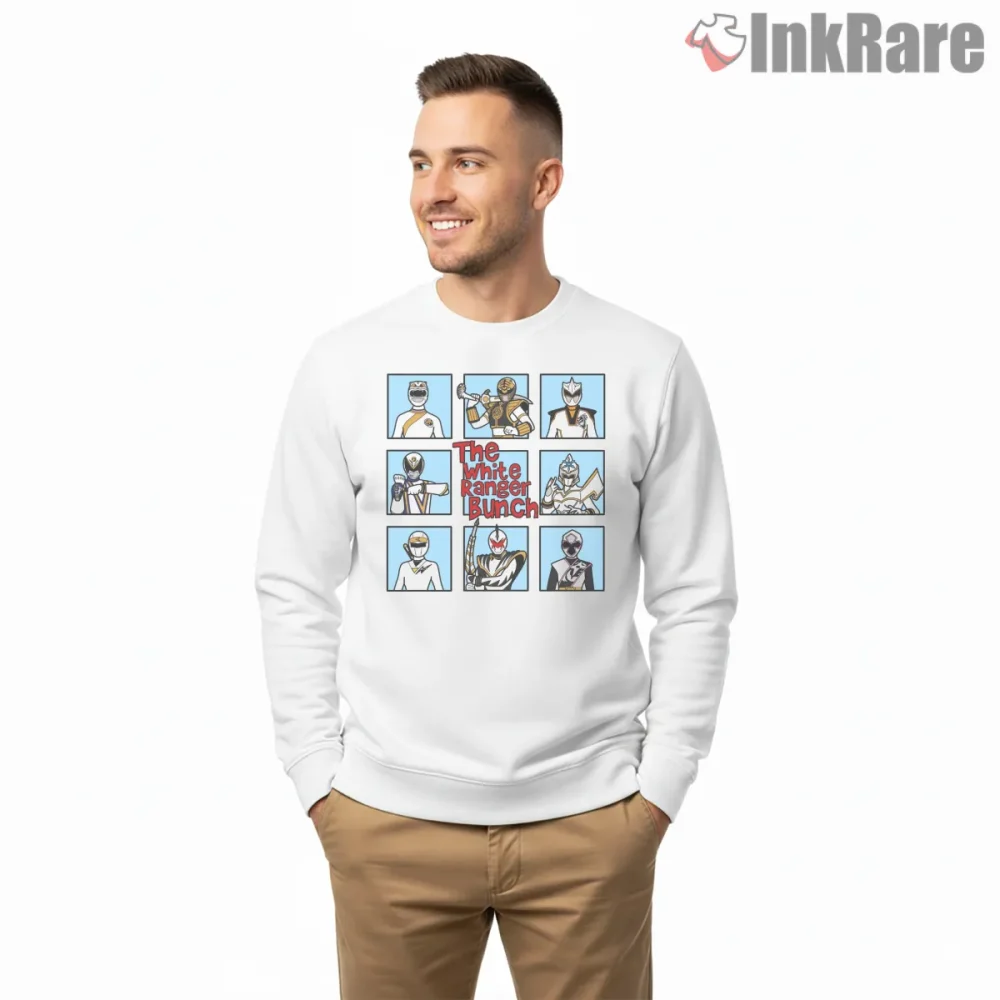 White Ranger Comic Panel Hero Collection Shirt on graphic shirt for men graphic tee