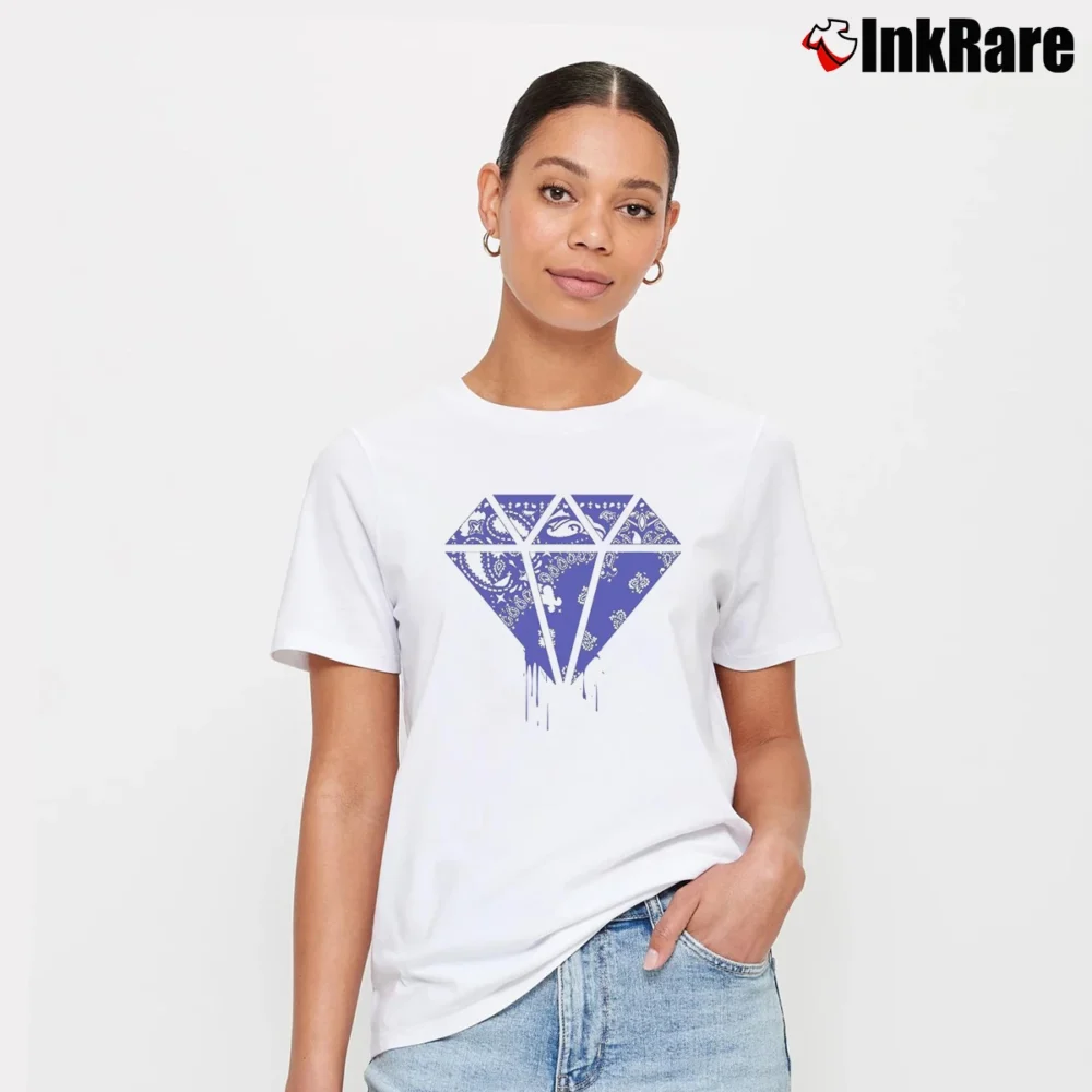 Women’s White Streetwear Blue Bandana Hip Hop Signature T-Shirt in white | Soft, Flattering Fit