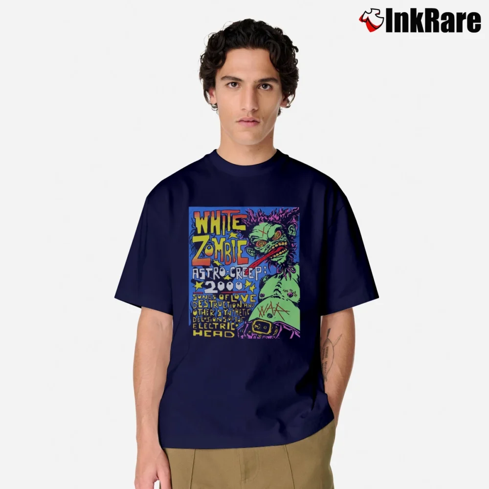 Men’s White Zombie Astro Creep 2000 Concert Classic T-Shirt in navy | Soft, Breathable Everyday Wear