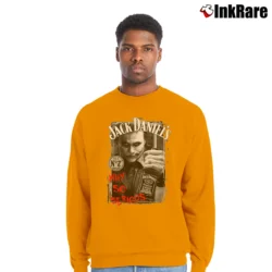 Men’s Why So Serious Jack Daniels Parody Joker Batman Cool Crewneck Sweatshirt in orange | Cozy Fabric, Clean Style