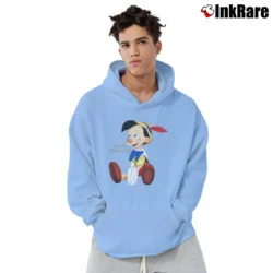 Men’s Why You Always Lying Pinocchio Cute Graphic Walt Disney Pullover Hoodie in light blue | Cozy, Durable, Modern Fit