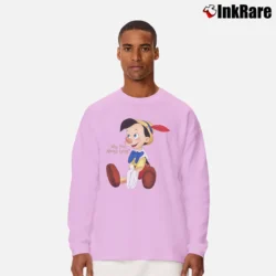 Men’s Why You Always Lying Pinocchio Cute Graphic Walt Disney Long-Sleeve Shirt in light pink | Sleek, Lightweight, Year-Round Wear