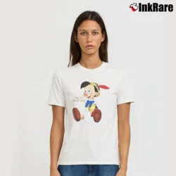 Women’s Why You Always Lying Pinocchio Cute Graphic Walt Disney Signature T-Shirt in white | Soft, Flattering Fit