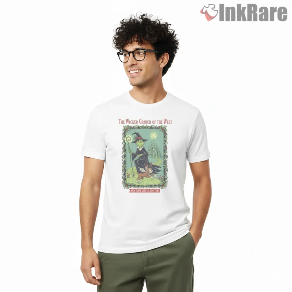 Wicked Grinch Of The West Parody Shirt on white short sleeve shirt for men graphic tee