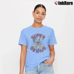 Women’s Wile E Coyote Super Genius Looney Tunes Signature T-Shirt in light blue | Soft, Flattering Fit