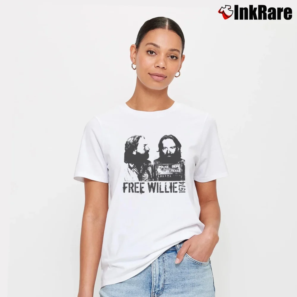 Women’s Willie Nelson Free Willie Country Music Signature T-Shirt in white | Soft, Flattering Fit