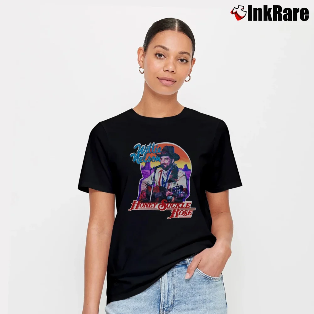 Women’s Willie Nelson Honeysuckle Rose Country Signature T-Shirt in black | Soft, Flattering Fit