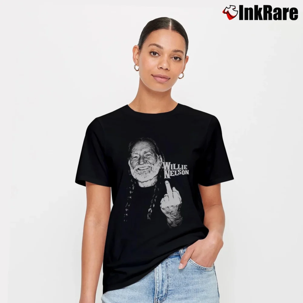 Women’s Willie Nelson Middle Finger T-Shirt in black | Soft, Flattering Fit