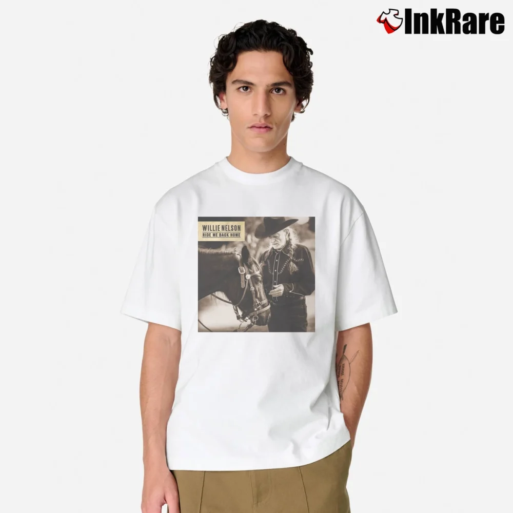 Men’s Willie Nelson Ride Me Back Home Classic T-Shirt in white | Soft, Breathable Everyday Wear