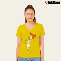 Women’s Wilma Flintstone V-Neck Tee in yellow | Chic Neckline, Soft Texture