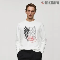 Wings Of Freedom Crest With Roses Attack On Titan Shirt on white long sleeve shirt for men graphic tee