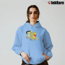 Women’s Winnie The Pooh And Betty Boop Uncensored Cartoon Cozy Hoodie in light blue | Warm, Structured, Stylish