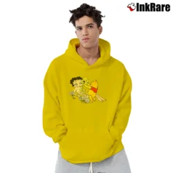 Men’s Winnie The Pooh And Betty Boop Uncensored Cartoon Pullover Hoodie in yellow | Cozy, Durable, Modern Fit