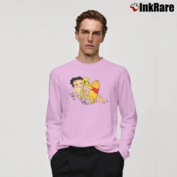 Men’s Winnie The Pooh And Betty Boop Uncensored Cartoon Long-Sleeve Shirt in light pink | Sleek, Lightweight, Year-Round Wear