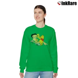 Women’s Winnie The Pooh And Betty Boop Uncensored Cartoon Relaxed Sweatshirt in irish green | Soft, Laid-Back Vibe