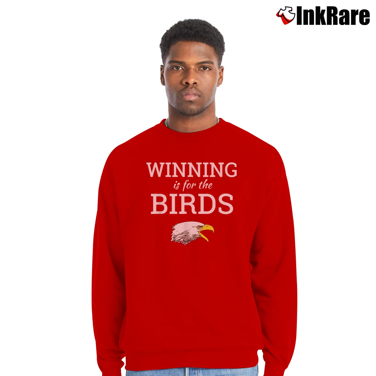 Men’s Winning Is For The Birds Eagle Crewneck Sweatshirt in red | Cozy Fabric, Clean Style
