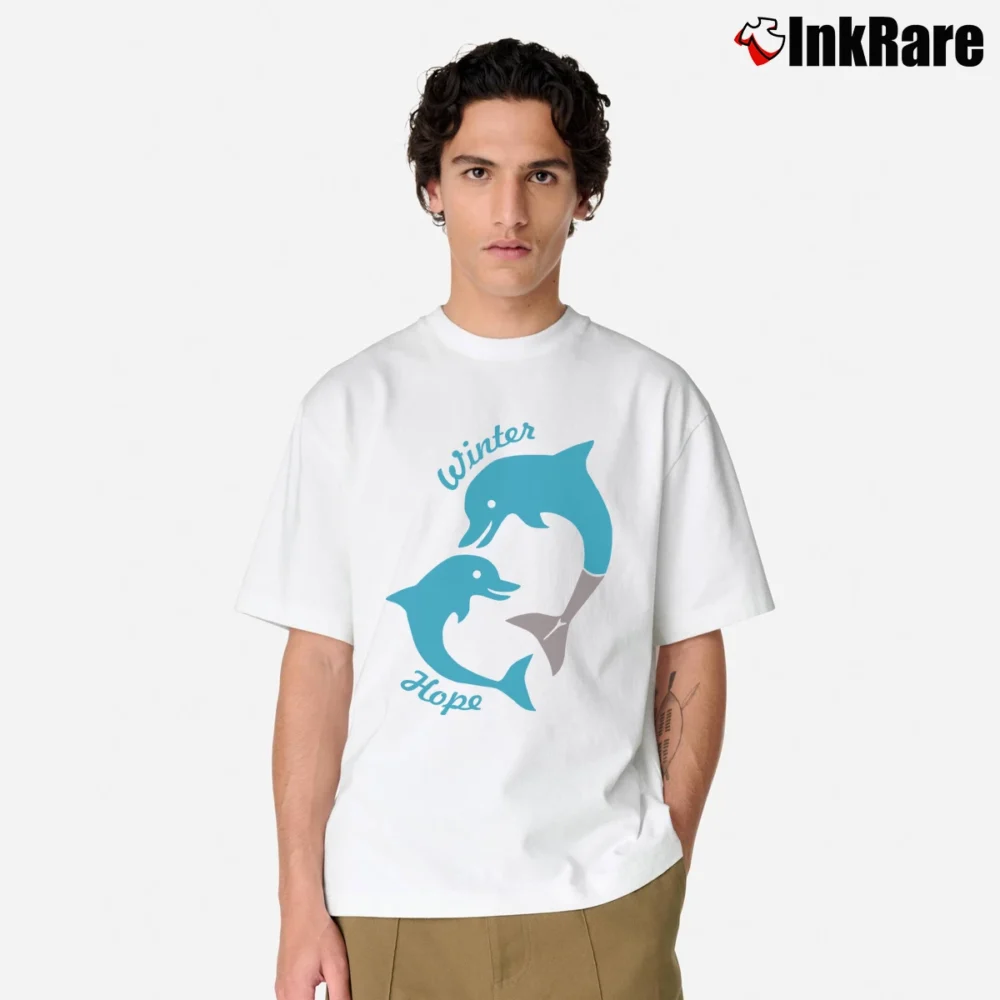 Men’s Winter And Hope Dolphin Tale 2 Classic T-Shirt in white | Soft, Breathable Everyday Wear