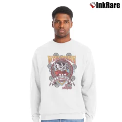 Men’s Wisconsin Badgers University Mascot Crewneck Sweatshirt in white | Cozy Fabric, Clean Style
