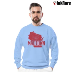 Men’s Wisconsin Madtown Tailgate Crewneck Sweatshirt in light blue | Cozy Fabric, Clean Style